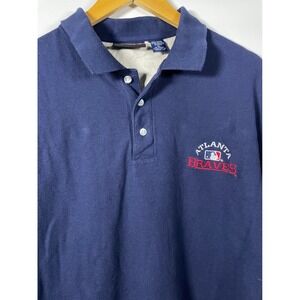 Vintage Atlanta‎ Braves MLB Crable Sportswear Polo Shirt Mens XL Navy Blue